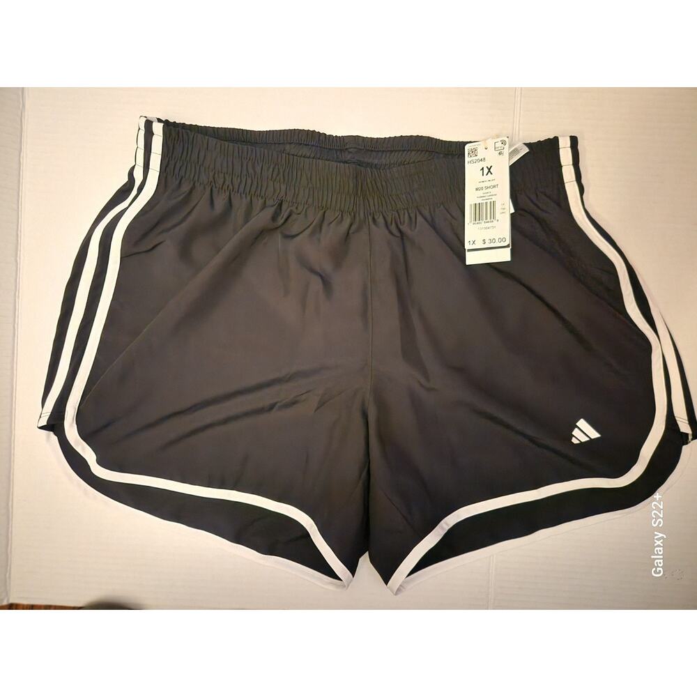 Adidas Woman M20 Running Carrera Shorts - Black/White - Plus Size 1x